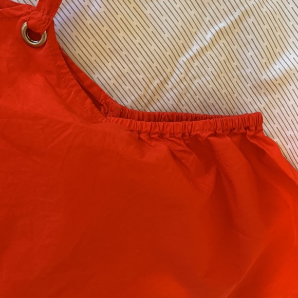 Pimkie red/orange oversized tiered strappy cold shoulder top S/M - Picture 6 of 8